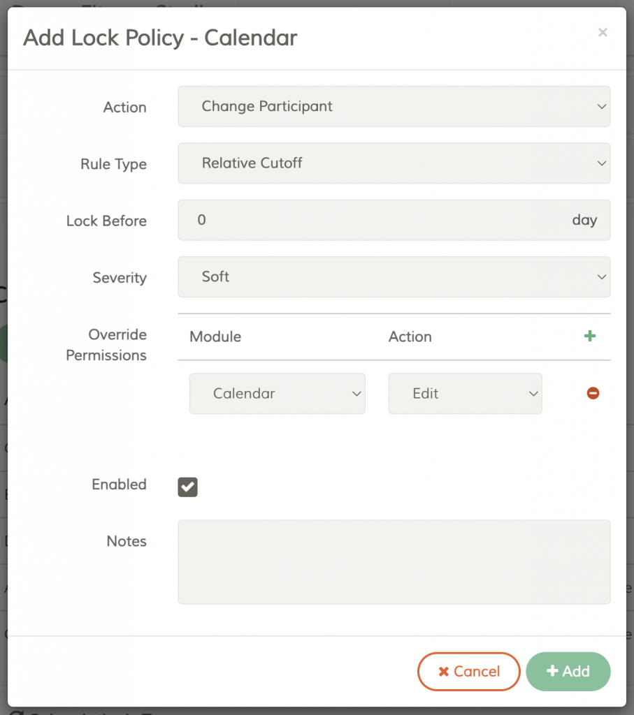 FeePlus Add Calendar Lock Policy - Relative Cutoff with Soft Severity