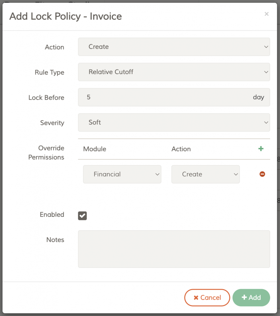 FeePlus Add Invoice Lock Policy - Relative Cutoff with Soft Severity