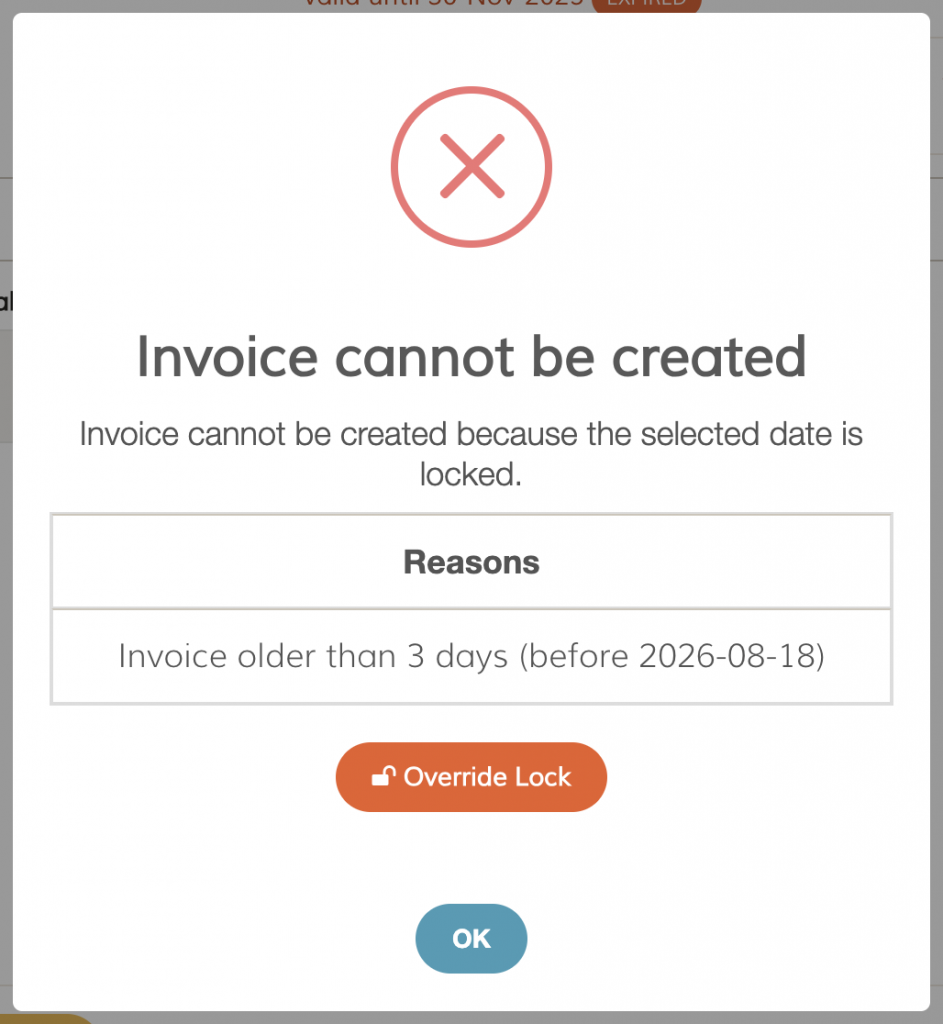 FeePlus Lock Modal - Allow Override